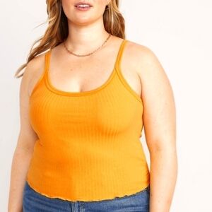 2X - Old Navy | Fitted Cropped Lettuce-Edge Rib-Knit Tank Top